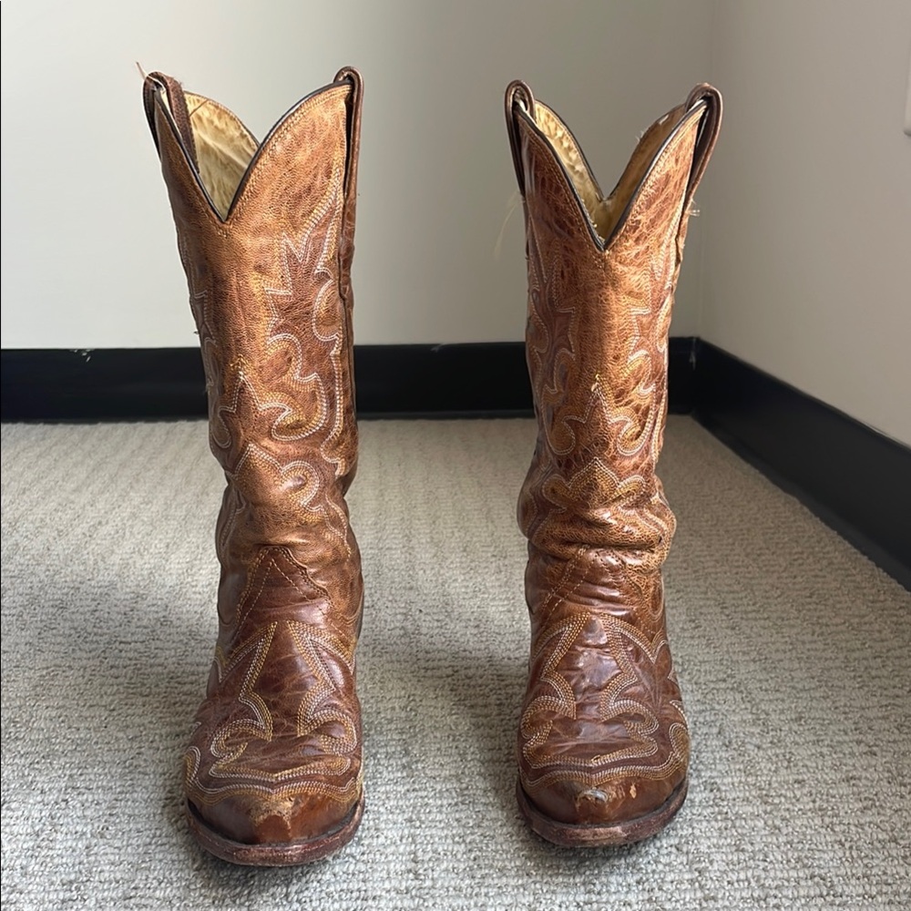 Brown Leather Cowboy Boots - Picture 10 of 11